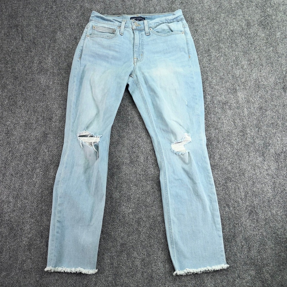 J‎ Crew Mercantile Jeans Womens 24 (27x25) Slim Boyfriend Distressed Frayed Hem